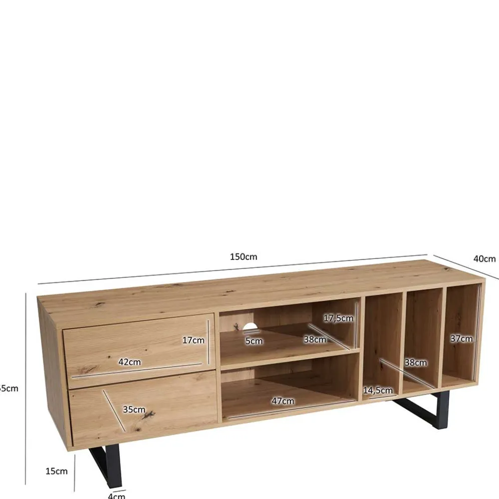 Wohnen Sideboards & Kommoden|Skandinavische Möbel*Medien Element in Wildeiche Holzoptik - Priazena