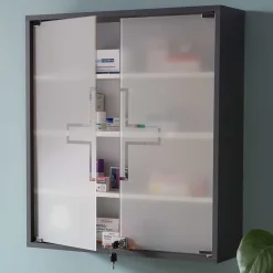 Wohnen Medizinschrank mit Doppeltür aus Glas - Lucilla
