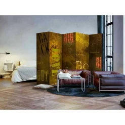 Wohnen Mehrfarbiger Design Paravent mit Schrift - Jabota