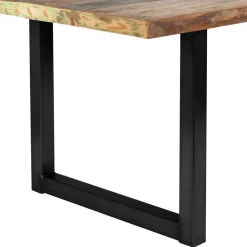 Wohnen Massivholzmöbel|Küchentische*Mehrfarbiger Esstisch Altholz Shabby Chic Enjadara mit Stahl Schwarz