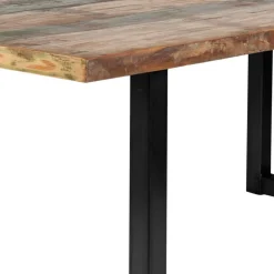 Wohnen Massivholzmöbel|Küchentische*Mehrfarbiger Esstisch Altholz Shabby Chic Enjadara mit Stahl Schwarz