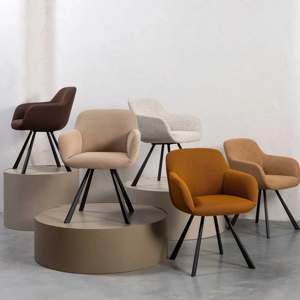 Wohnen Wohnzimmerstühle*Mesh Polsterstuhl mit Armlehnen - Charlena