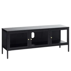 Wohnen Tv & Hifi-Möbel|Tv & Hifi-Möbel*Metall Lowboard Vitrine in Schwarz - Feliz
