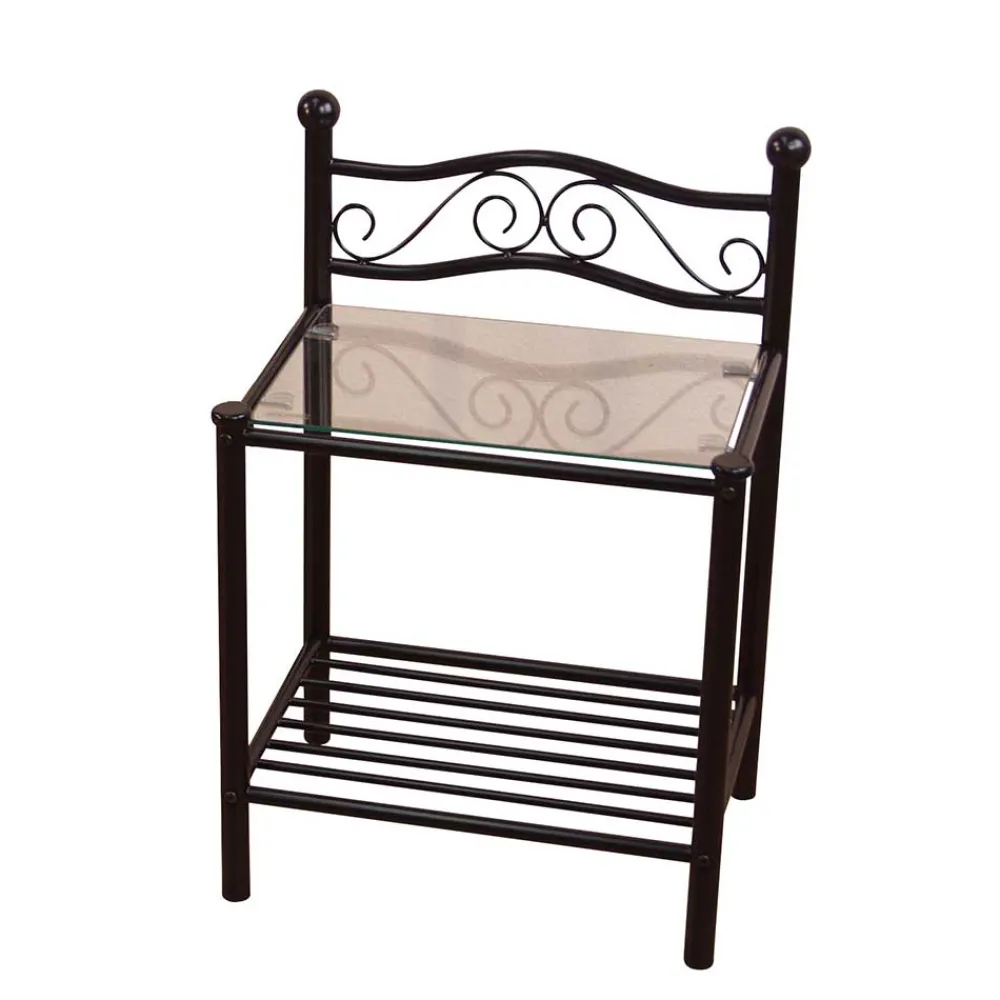 Wohnen Nachttische*Metall Nachttisch Cosmona mit Glasplatte (Set)