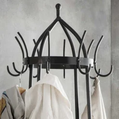 Wohnen Bürogarderoben|Kleiderständer*Metall Standgarderobe mit zwei Holzablagen - Pears