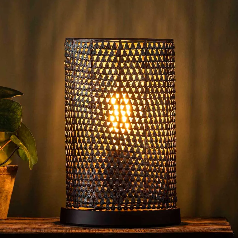 Wohnen Braune Möbel|Loft Möbel*Metall Tischleuchte in Schwarzbraun - Bageria