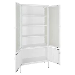 Wohnen Vitrinen|Wohnzimmer-Vitrinen*Metall Vitrinenschrank in Weiß - Fortinos