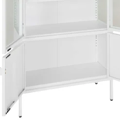 Wohnen Vitrinen|Wohnzimmer-Vitrinen*Metall Vitrinenschrank in Weiß - Fortinos