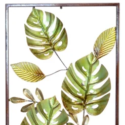 Wohnen Wandbilder*Metall Wandbilder mit Dschungel Blatt Motiv Droad je 35x91x4 cm (2er Set)