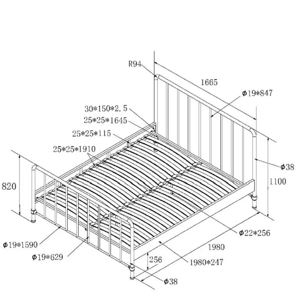 Wohnen Betten|Betten*Metallbett mit Gitter-Kopf- und Fußteil - Auricos