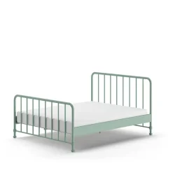 Wohnen Metallbett mit Kopf- und Fußteil in Graugrün - Lisdonna