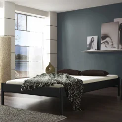 Wohnen Schwarze Möbel|Betten*Metallbett ohne Kopfteil Italianas in Schwarz