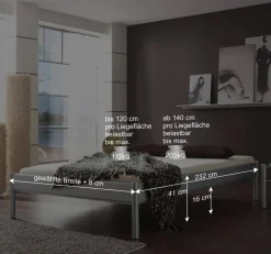 Wohnen Metallbett Violetta in Überlänge