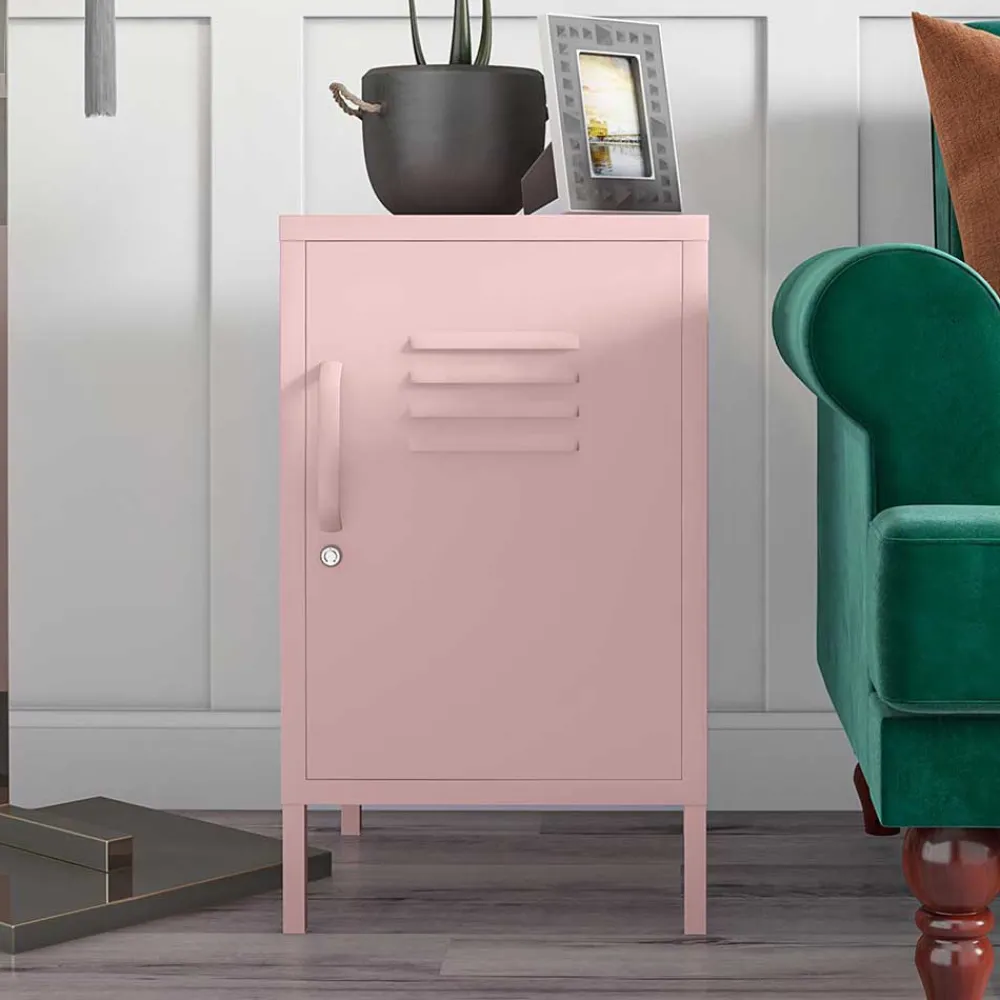 Wohnen Nachttische|Kommoden*Metall-Kommode mit Tür in Rosa - Asbell
