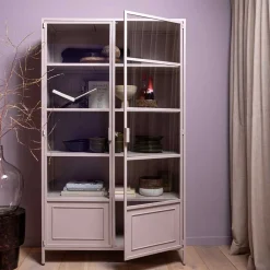 Wohnen Vitrinen|Wohnzimmer-Vitrinen*Metallvitrinenschrank in Hellrosa - Malivia