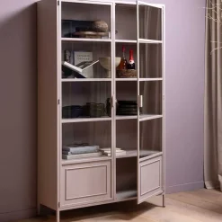 Wohnen Vitrinen|Wohnzimmer-Vitrinen*Metallvitrinenschrank in Hellrosa - Malivia
