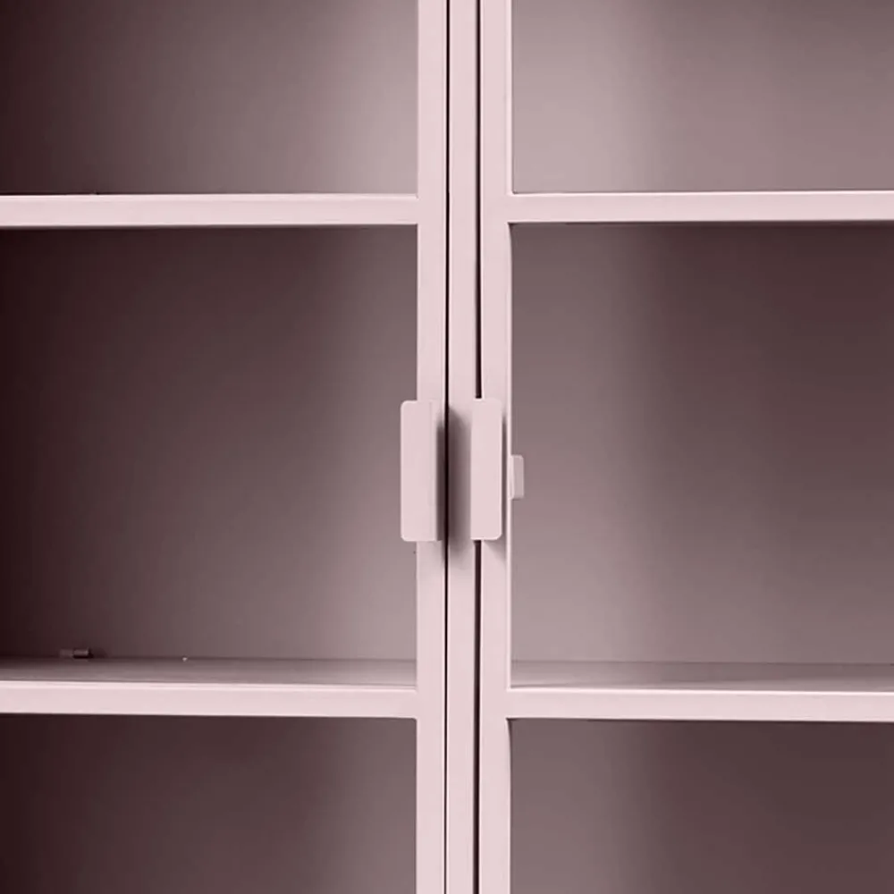 Wohnen Vitrinen|Wohnzimmer-Vitrinen*Metallvitrinenschrank in Hellrosa - Malivia