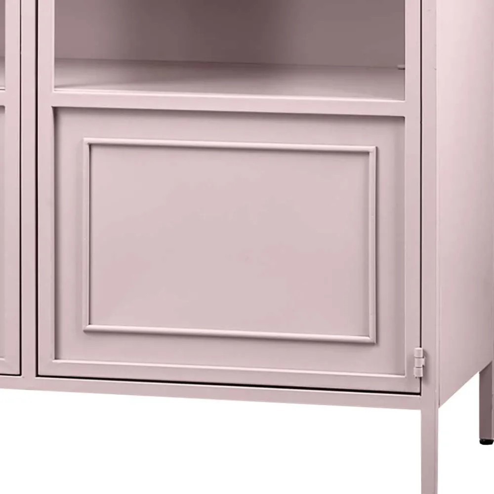 Wohnen Vitrinen|Wohnzimmer-Vitrinen*Metallvitrinenschrank in Hellrosa - Malivia