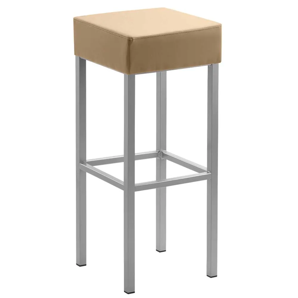 Wohnen Sessel & Hocker|Barhocker*Microfaser Hocker in Beige & Silber - Sognory