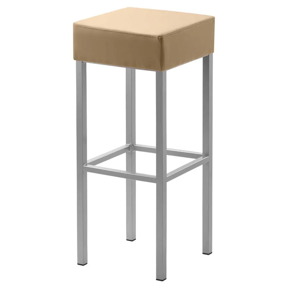 Wohnen Sessel & Hocker|Barhocker*Microfaser Hocker in Beige & Silber - Sognory