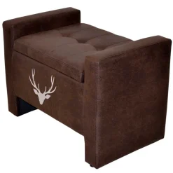 Wohnen Microfaser Polsterbank mit Hirsch Kopf - Miley