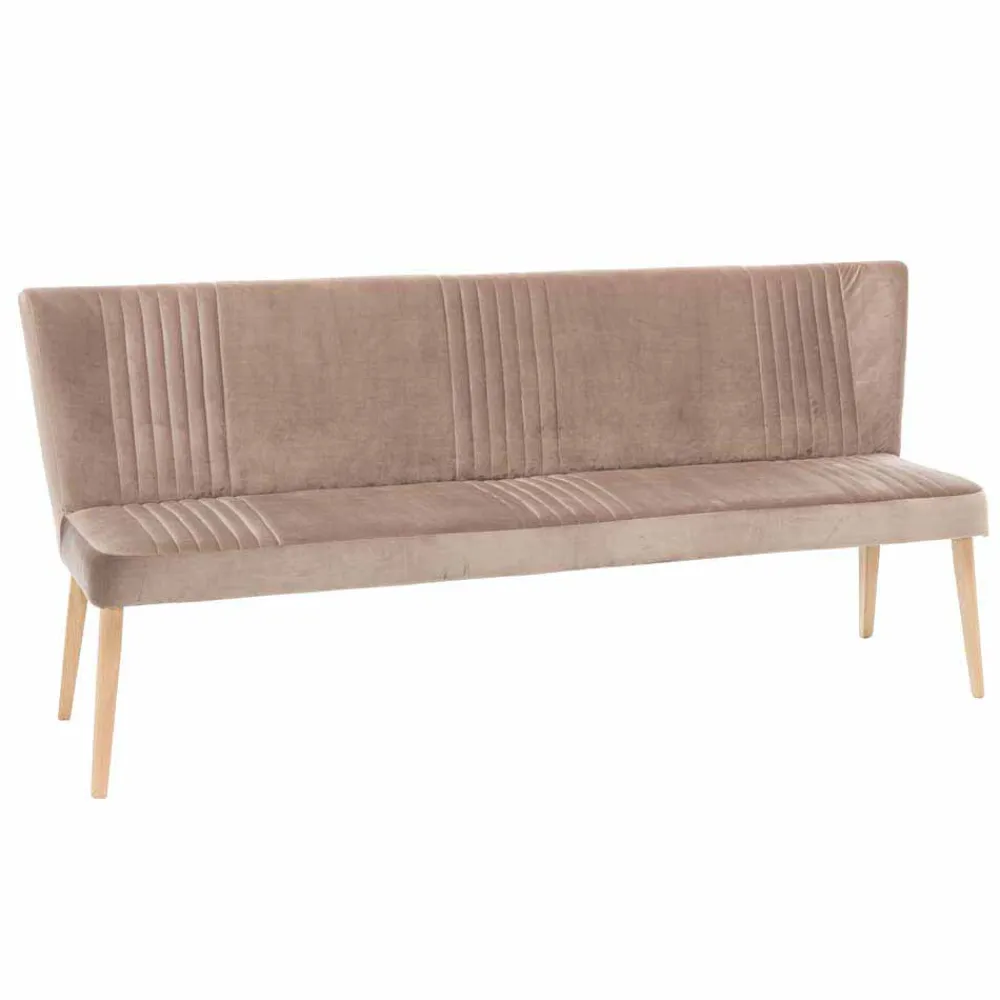 Wohnen Retro Möbel*Mid Century Polsterbank mit Lehne Convilla in Taupe Velours