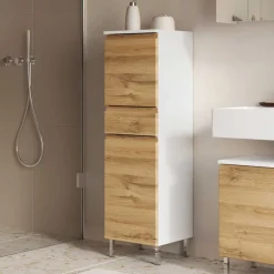 Wohnen Midi-Schrank in Wildeiche & Weiß - Aspariavo