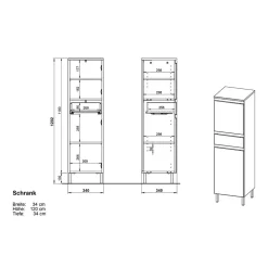 Wohnen Midi-Schrank in Wildeiche & Weiß - Aspariavo