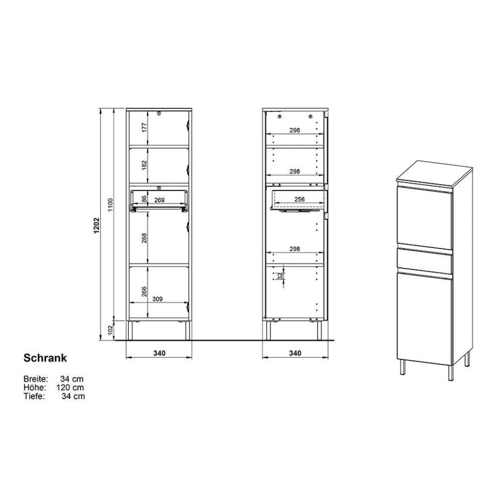 Wohnen Midi-Schrank in Wildeiche & Weiß - Aspariavo