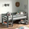 Kinder Wohnen Mini Hochbett mit Absturzsicherung in Grau - Joina