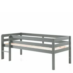 Kinder Wohnen Mini Hochbett mit Absturzsicherung in Grau - Joina