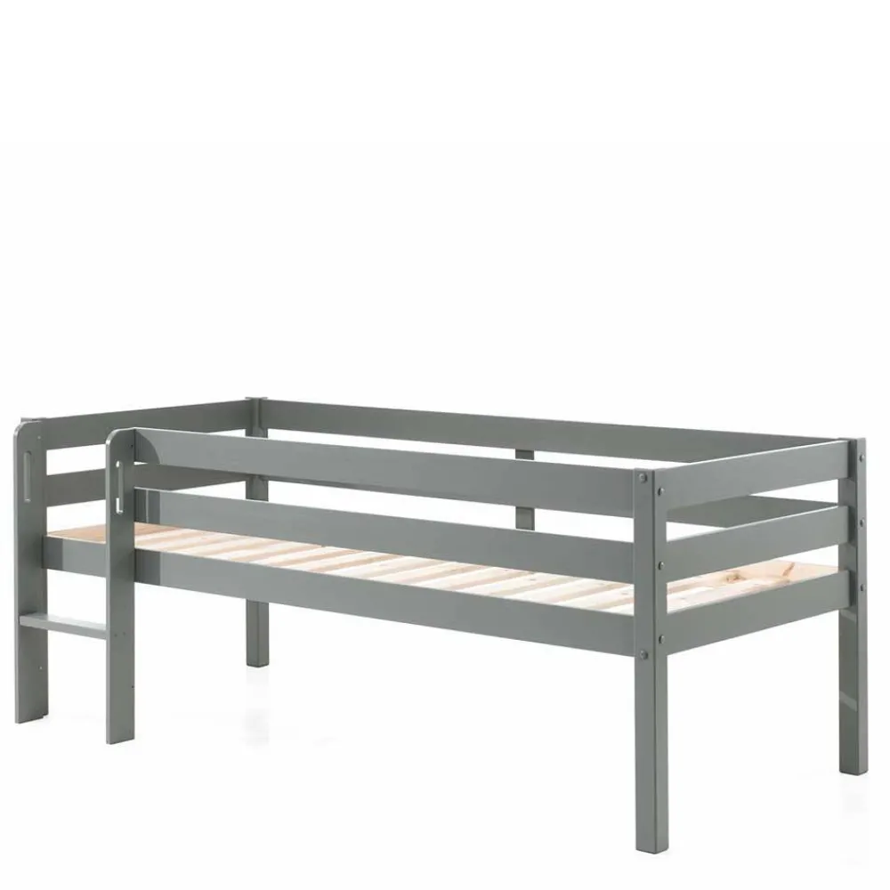 Kinder Wohnen Mini Hochbett mit Absturzsicherung in Grau - Joina