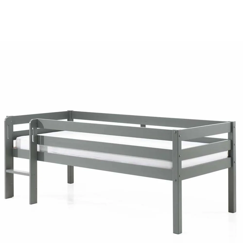 Kinder Wohnen Mini Hochbett mit Absturzsicherung in Grau - Joina