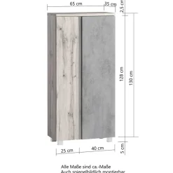 Wohnen Mittelgroßer Badschrank - 65x135x35 cm - Mia