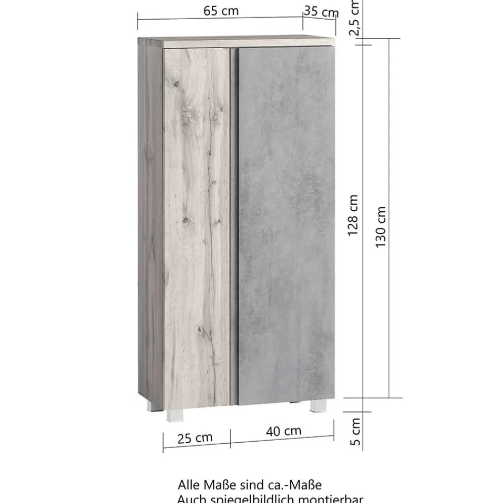 Wohnen Mittelgroßer Badschrank - 65x135x35 cm - Mia
