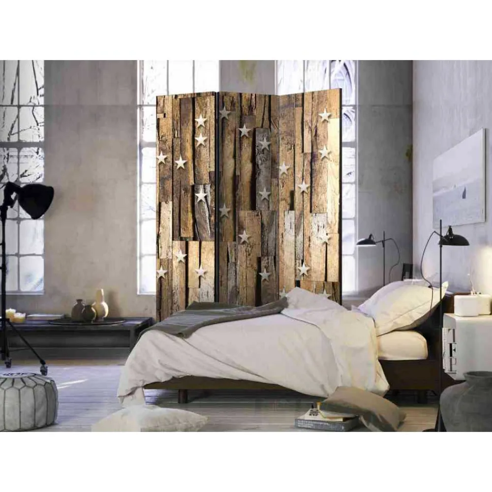 Wohnen Wohnzimmer-Regale*Mobiler Design Paravent Holz & Sterne - Dalicia
