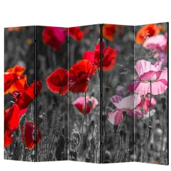 Wohnen Paravents|Wohnzimmer-Regale*Mobiler Foto Raumtrenner mit Mohn Blumen Motiv - Conwy