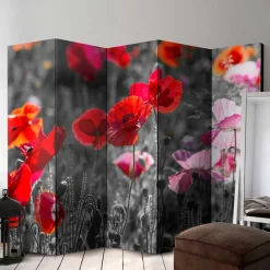 Wohnen Paravents|Wohnzimmer-Regale*Mobiler Foto Raumtrenner mit Mohn Blumen Motiv - Conwy