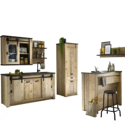 Wohnen Küche Komplett|Küchenzeilen*Mobiliar für Küche inklusive Tresen - Garisa (sechsteilig)