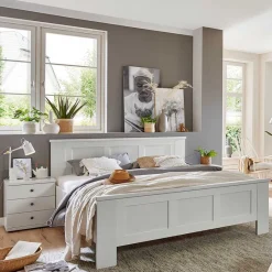 Wohnen Modern Country Bettgestell in Weiß - Flinn