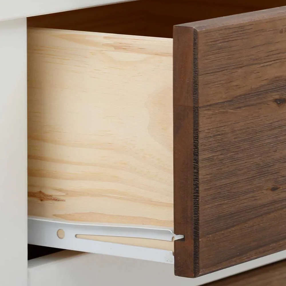 Wohnen Modern Country Highboard in Weiß - Yakos