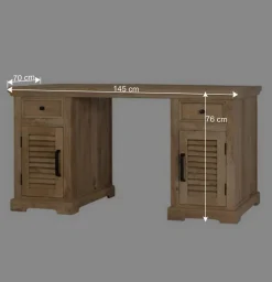 Wohnen Naturholzmöbel|Landhausmöbel*Modern Country Schreibtisch mit Lamellentüren - Muray