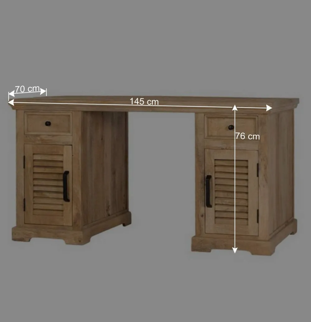 Wohnen Naturholzmöbel|Landhausmöbel*Modern Country Schreibtisch mit Lamellentüren - Muray