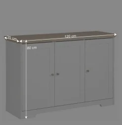 Wohnen Modern Country Türen-Kommode in Weiß & Eiche - Akedra