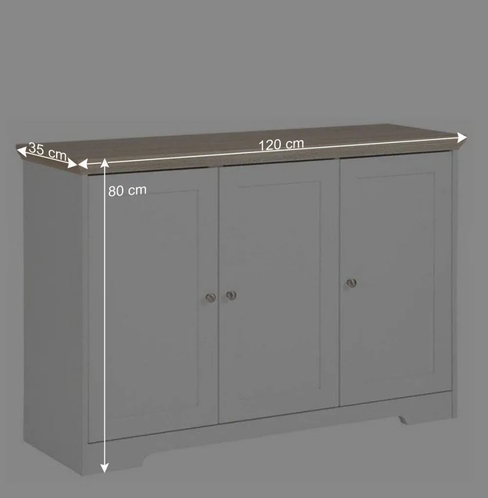 Wohnen Modern Country Türen-Kommode in Weiß & Eiche - Akedra