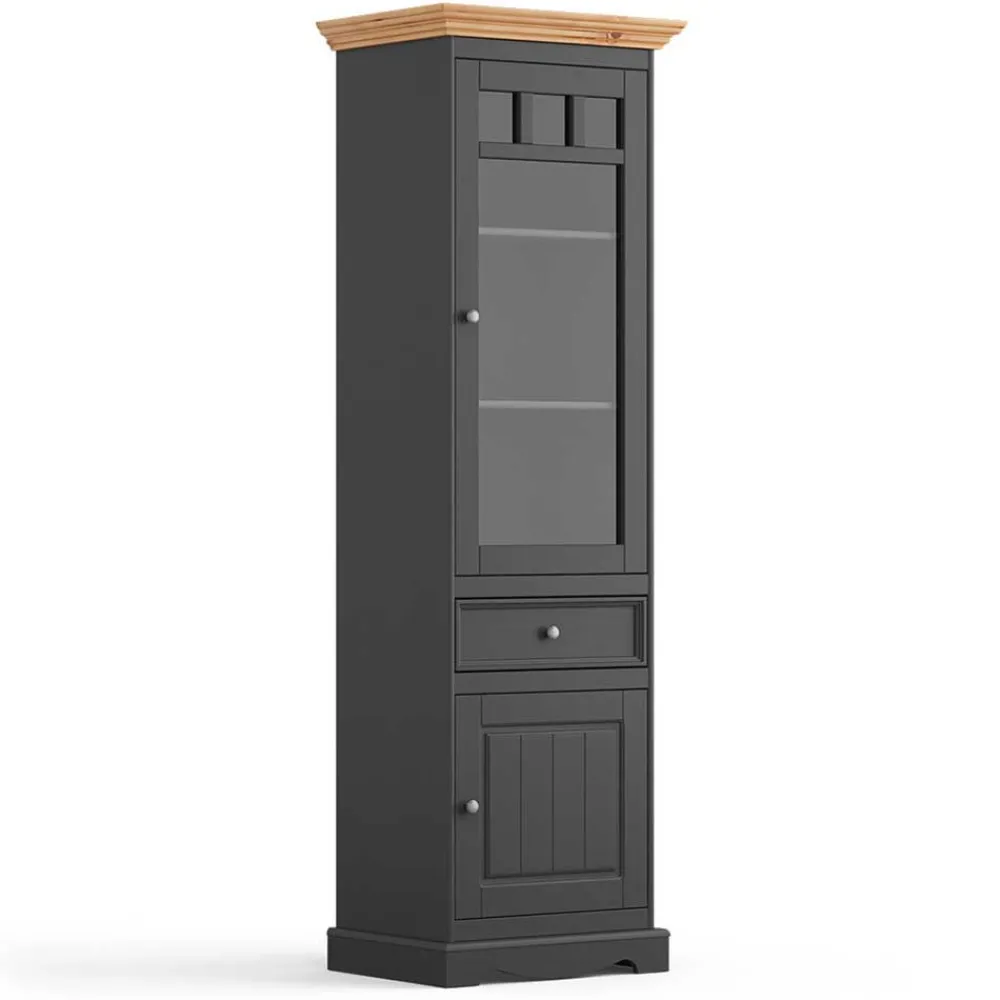 Wohnen Esszimmer-Vitrinen*Modern Country Vitrine in Grau & Kiefer - Eromsia