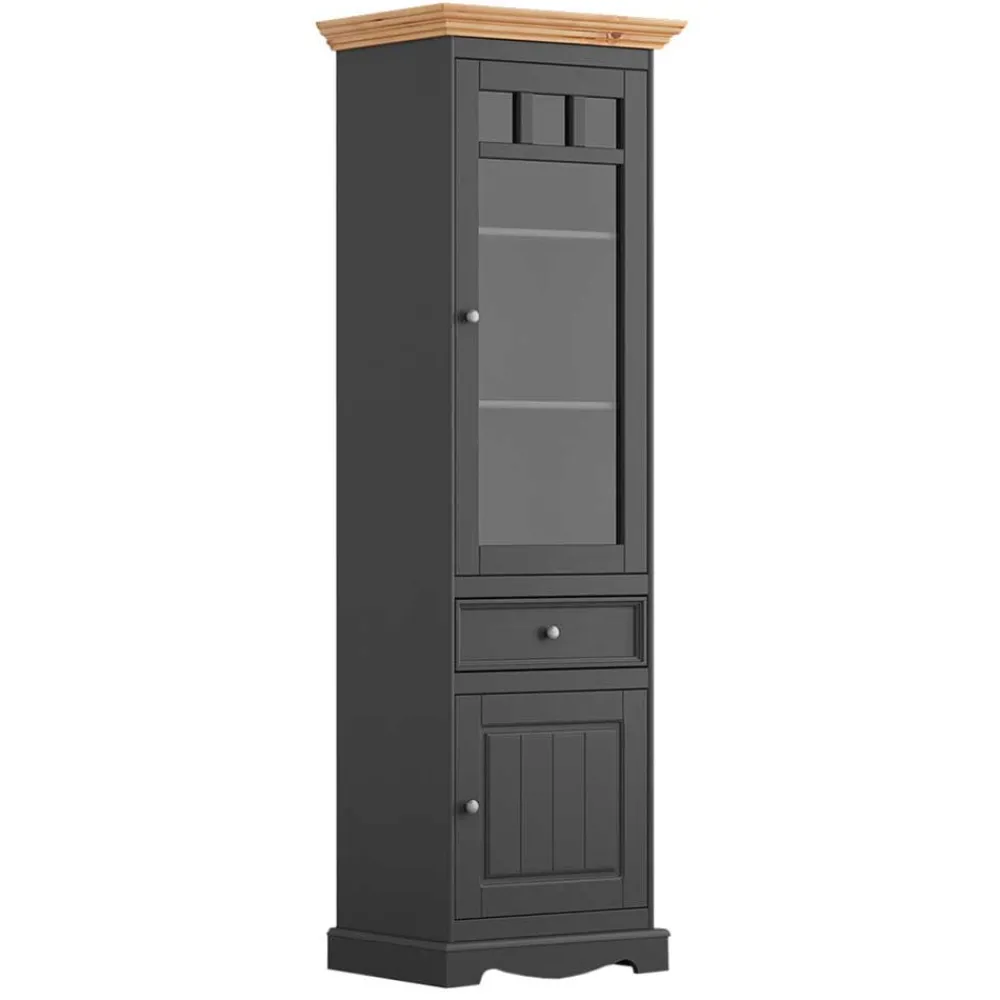 Wohnen Esszimmer-Vitrinen*Modern Country Vitrine in Grau & Kiefer - Eromsia