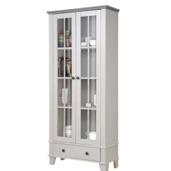 Wohnen Modern Country Vitrine in Weiß mit Grau - Sumatra