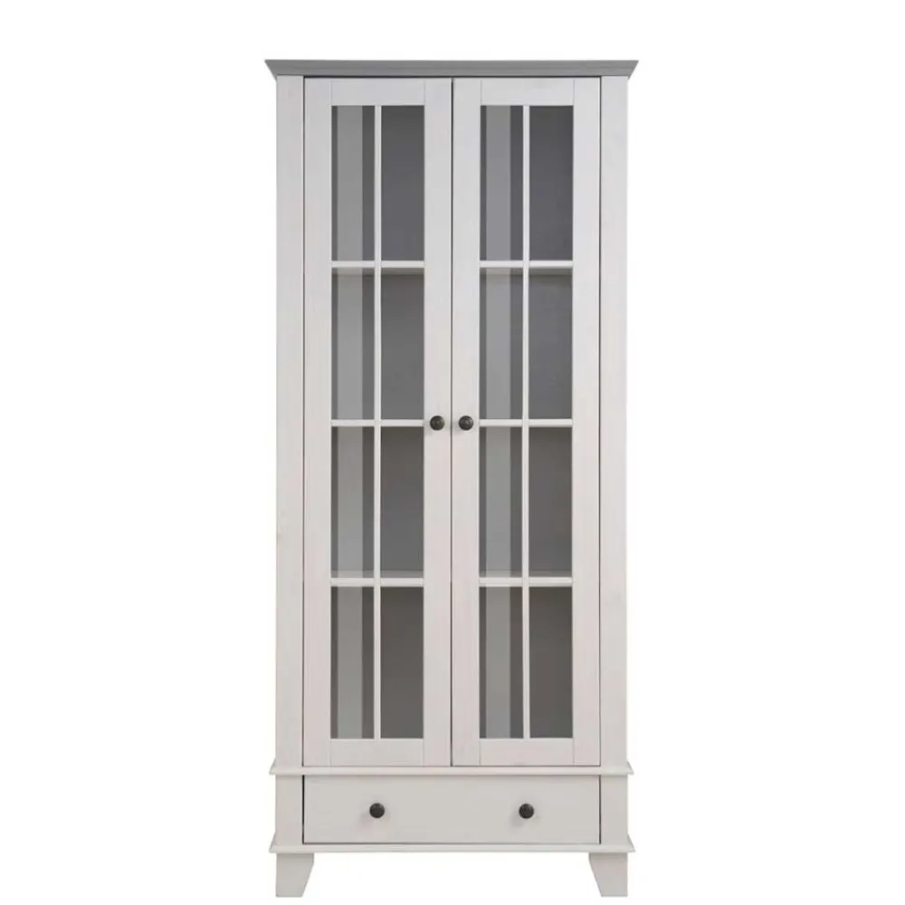 Wohnen Modern Country Vitrine in Weiß mit Grau - Sumatra