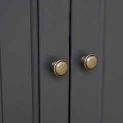 Wohnen Massivholzmöbel|Esszimmer-Vitrinen*Modern Country Vitrinenschrank in Grau & Kiefer - Eromsia